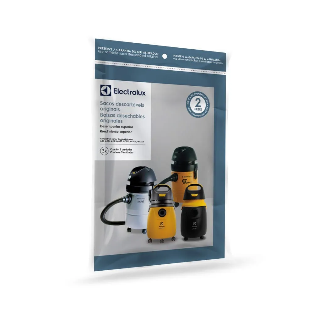 2 Kits com 3 Sacos de aspirador de pó Modelos A20 e Gt3000 (CSE20) Electrolux