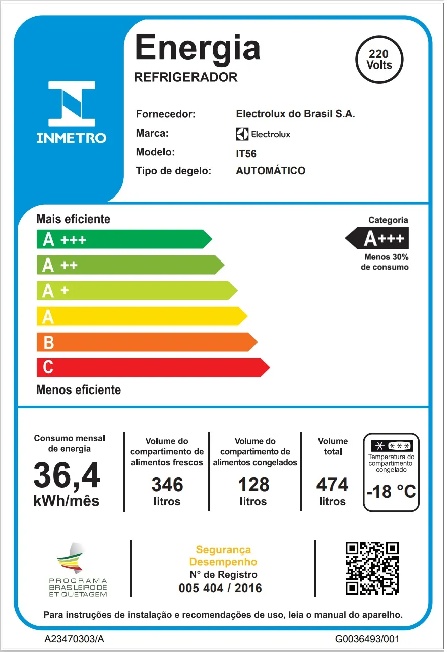 Geladeira Electrolux Frost Free Inverter 474L Efficient Duplex Branca (IT56)