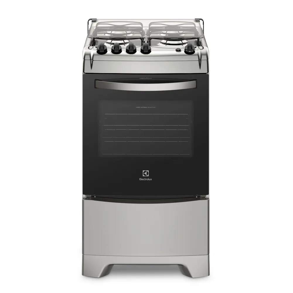 Fogão 4 Bocas Electrolux Prata com Vidro Interno Removível (52LXU)