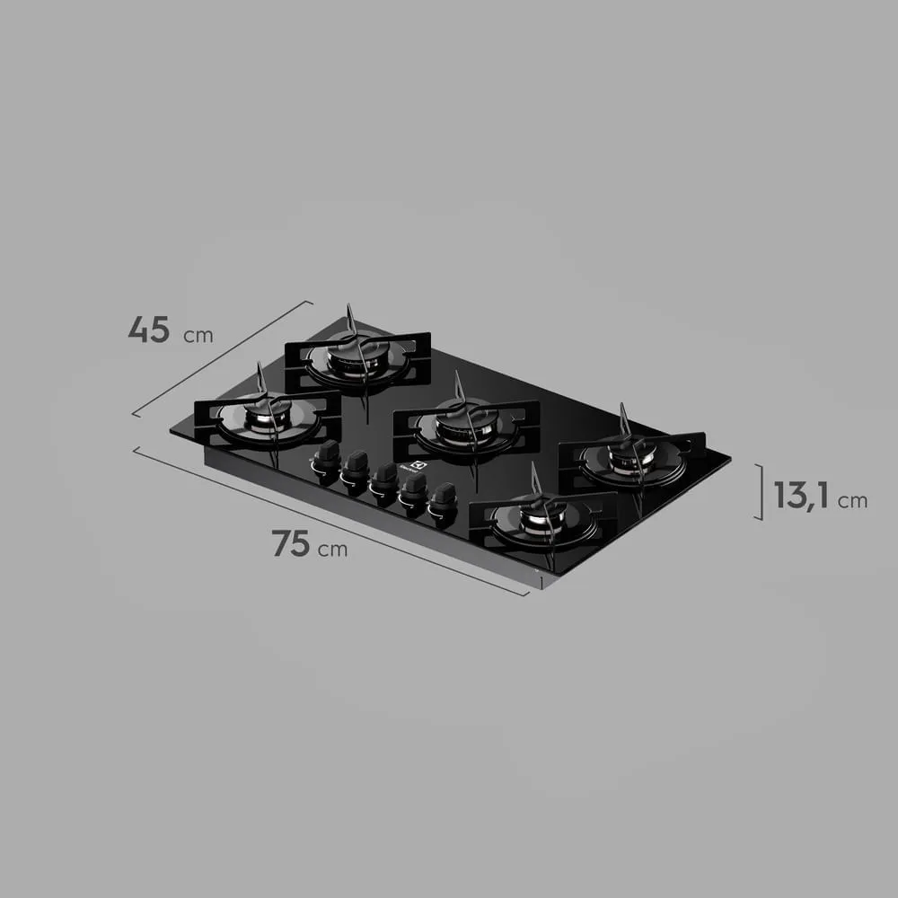 Kit Cooktop 5 Bocas a Gás Efficient (KE5GR) + Forno de Embutir Elétrico 80L Efficient (OE8EL) Electrolux