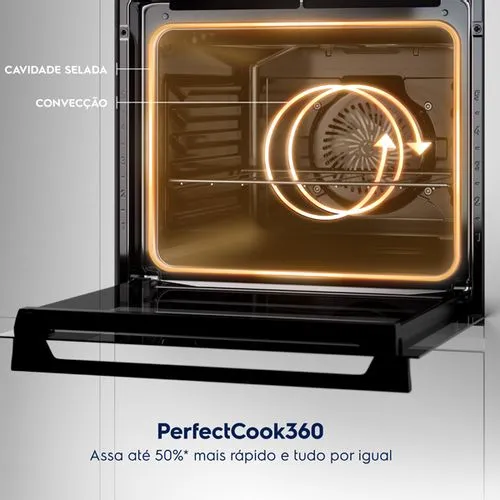 Forno de Embutir Electrolux Elétrico 50L Efficient com PerfectCook360 Preto (OE4EH)