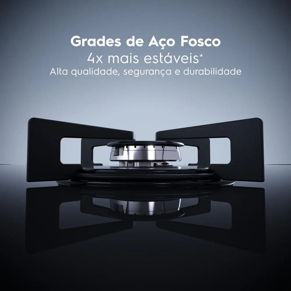 Cooktop 5 Bocas a Gás Electrolux Mesa de Vidro Efficient Grade de Aço Fosco (KE5GR)