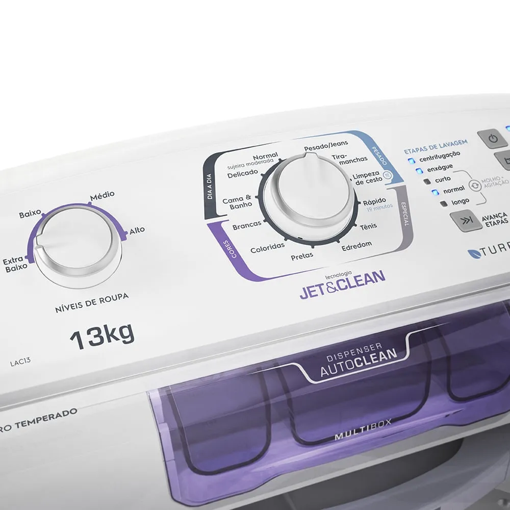 Máquina de Lavar Electrolux 13kg Branca Turbo Economia com Jet&Clean e Filtro Fiapos (LAC13)