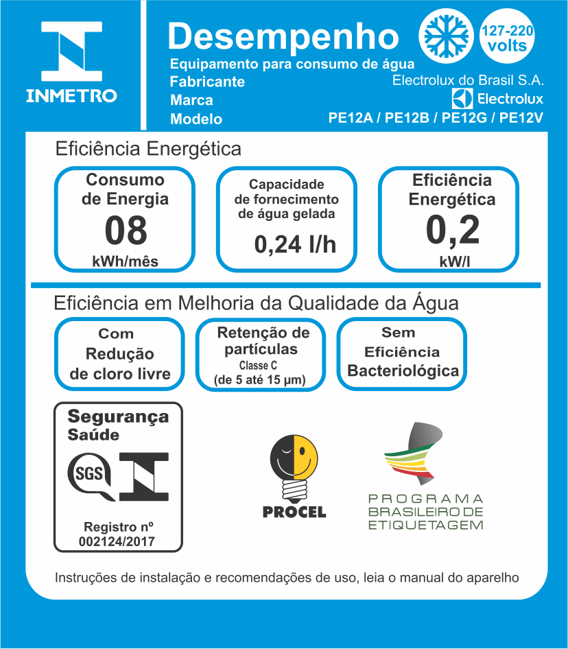 Purificador Electrolux Eletrônico Compacto Experience Pure 4x Digital Azul (PE12A)