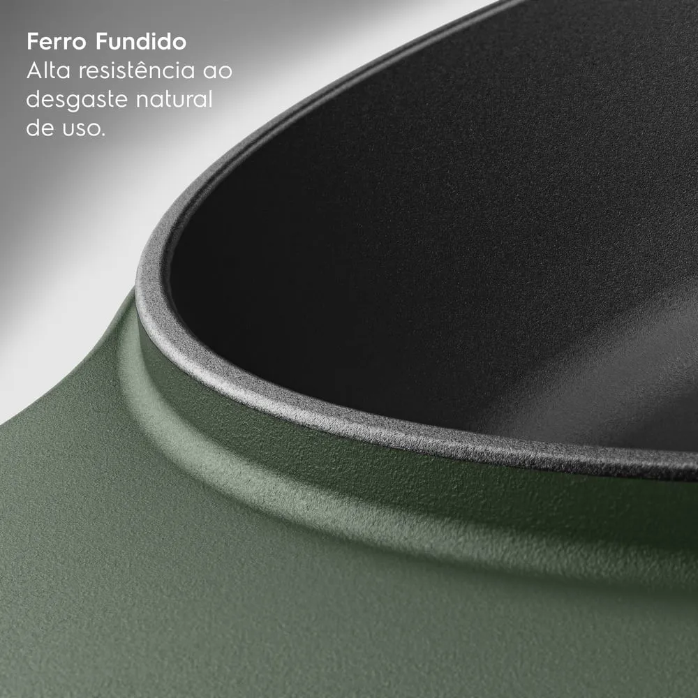 Frigideira de Ferro Fundido Esmaltado Electrolux 26cm verde Linha 100 Anos Celebre Preparos