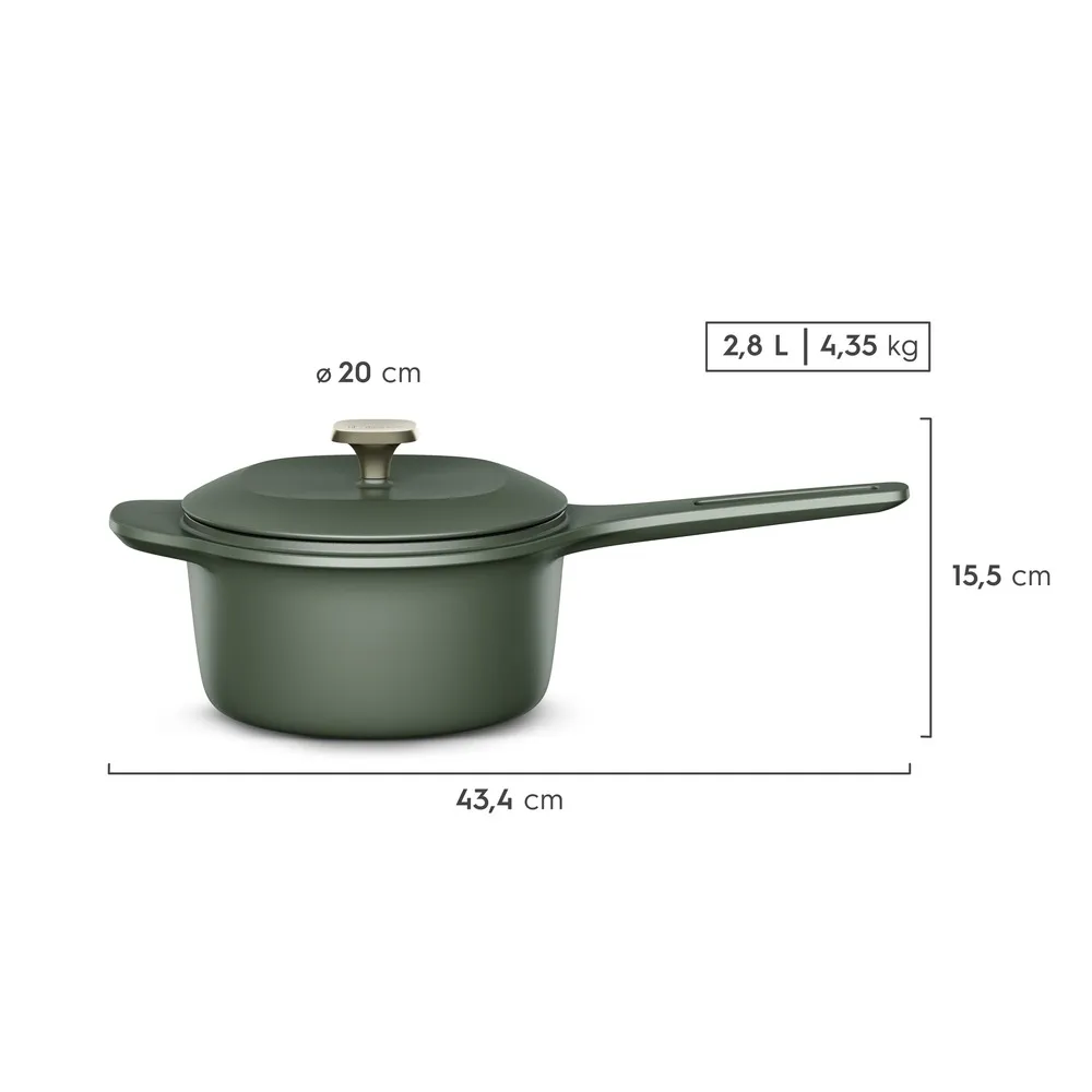 Panela de Ferro Fundido Esmaltado Molheira Electrolux 20cm verde Linha 100 Anos Celebre Temperos