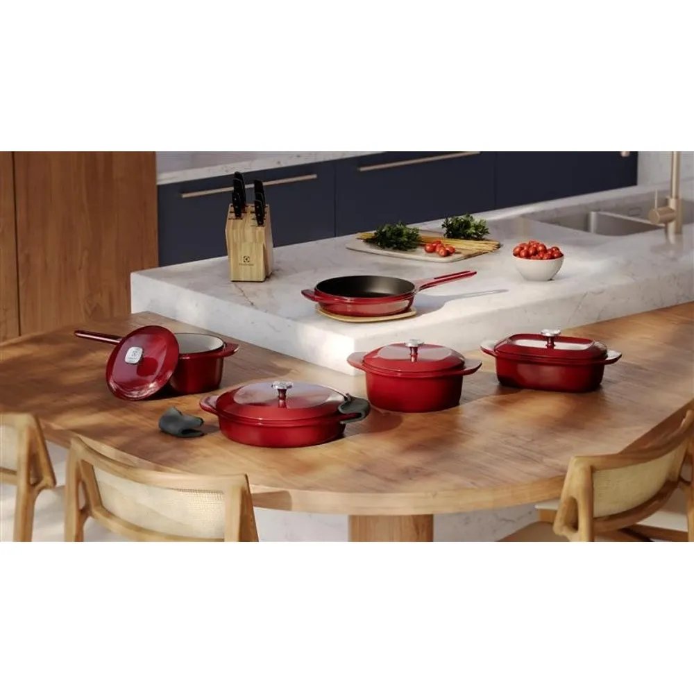 Panela Wok de Ferro Fundido Esmaltado Electrolux Expert 30cm Vermelha