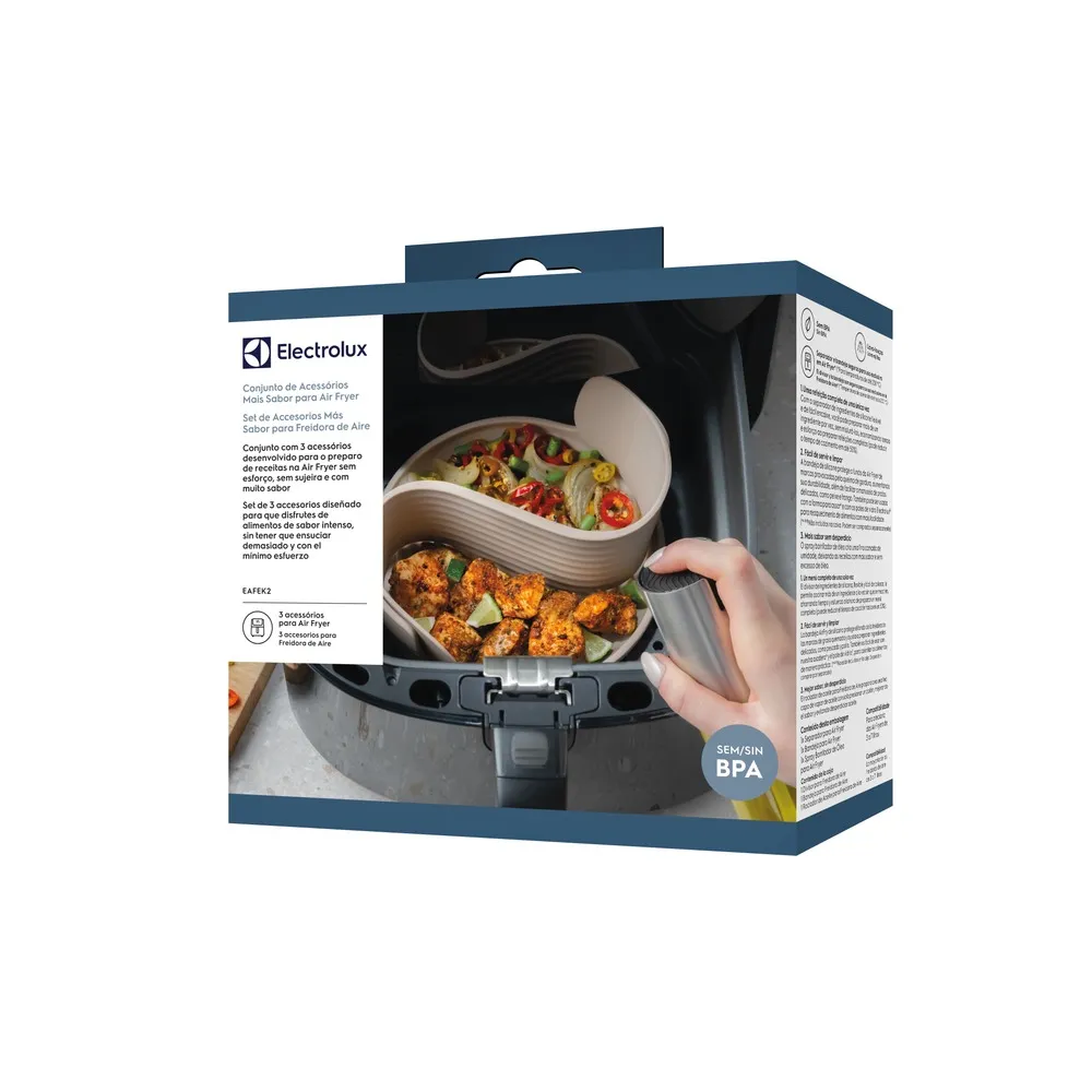 Acessórios Air Fryer Electrolux Separador de alimentos, Bandeja de silicone e Spray borrifador de óleo