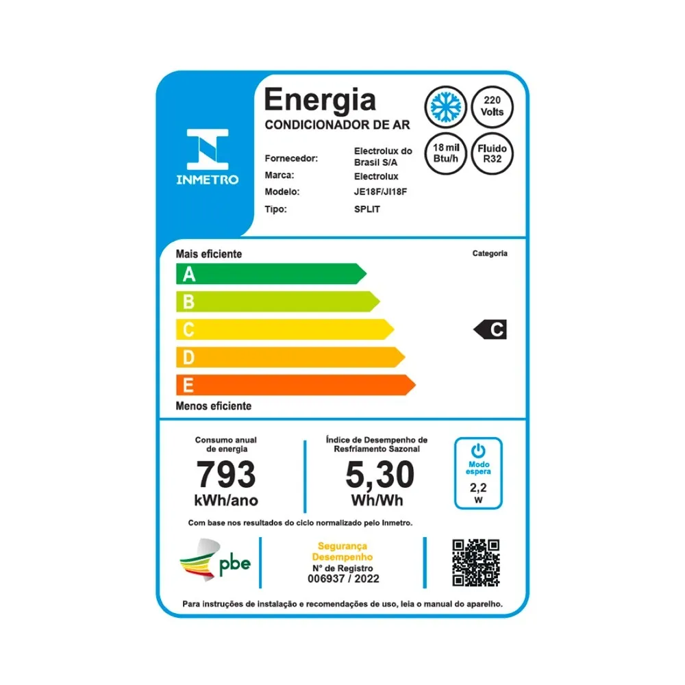 Ar-Condicionado Split Electrolux Inverter 18.000 BTUs Color Adapt Frio (JI18F/JE18F)